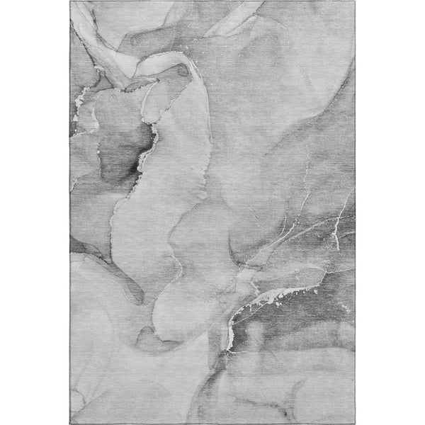 HomeRoots 10' X 14' Gray and Ivory Abstract Area Rug - Washable, UV Protected, Durable Design for Modern Spaces 647338
