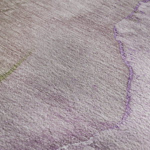 HomeRoots 5' X 8' Washable Purple, Ivory & Green Abstract Area Rug with UV Protection for Modern Homes 647340