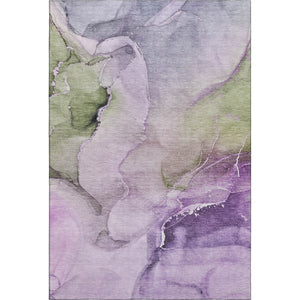 HomeRoots 8' X 10' Stylish Purple Ivory Green Abstract Area Rug - Durable, Washable, Stain Resistant & UV Safe 647342