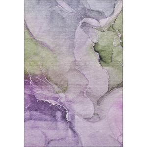 HomeRoots 9' X 12' Abstract Area Rug in Purple, Ivory & Green - Stain Resistant, UV Protected, Modern Design 647343
