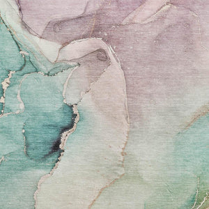 HomeRoots 9' X 12' Teal, Ivory & Brown Abstract Area Rug – Washable, UV-Protected, Perfect for High-Traffic Spaces! 647349