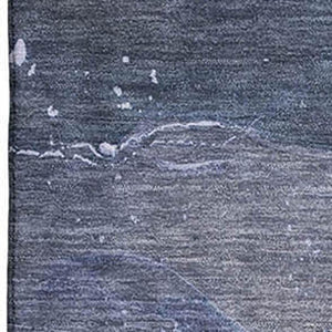 HomeRoots 5' X 8' Stylish Blue Ivory Charcoal Abstract Area Rug - Washable, UV Protected, Family-Friendly Design 647352