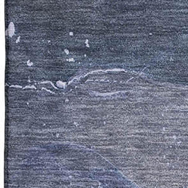 HomeRoots 5' X 8' Stylish Blue Ivory Charcoal Abstract Area Rug - Washable, UV Protected, Family-Friendly Design 647352