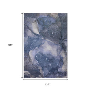 HomeRoots 10' X 14' Modern Abstract Area Rug in Blue, Ivory & Charcoal – Stain-Resistant & UV Protected Design 647356