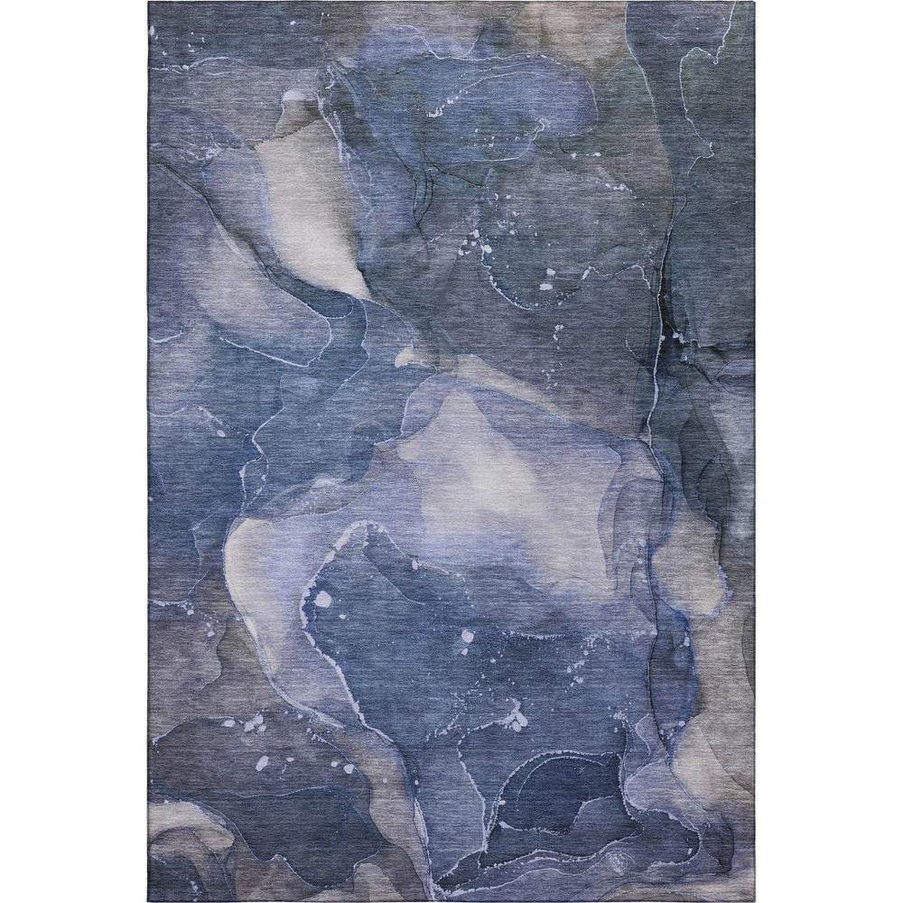 HomeRoots 10' X 14' Modern Abstract Area Rug in Blue, Ivory & Charcoal – Stain-Resistant & UV Protected Design 647356
