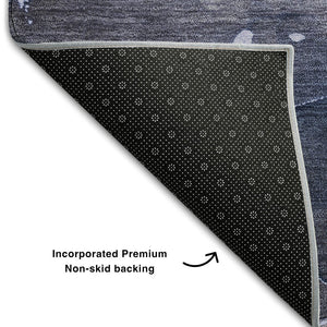 HomeRoots 10' X 14' Modern Abstract Area Rug in Blue, Ivory & Charcoal – Stain-Resistant & UV Protected Design 647356