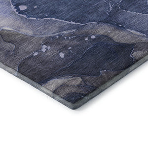 HomeRoots 10' X 14' Modern Abstract Area Rug in Blue, Ivory & Charcoal – Stain-Resistant & UV Protected Design 647356
