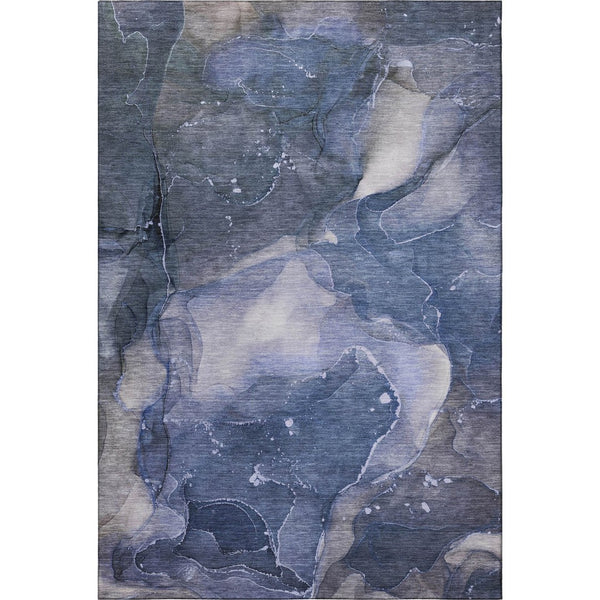 HomeRoots 10' X 14' Modern Abstract Area Rug in Blue, Ivory & Charcoal – Stain-Resistant & UV Protected Design 647356