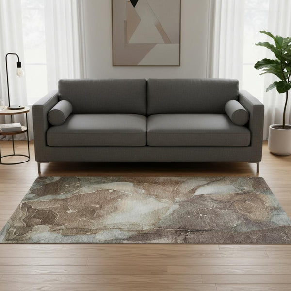 HomeRoots 5' X 8' Modern Abstract Washable Area Rug - Durable, Stain-Resistant, UV Protected for Any Space 647358