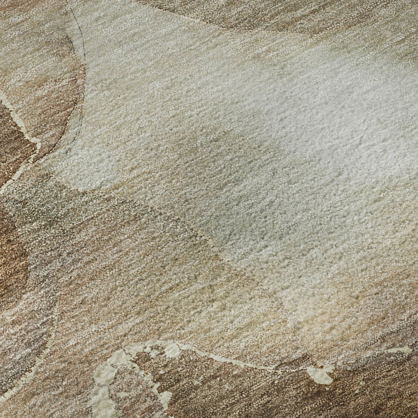 HomeRoots 8' Brown Ivory and Gray Abstract Washable Round Rug - UV Protected, Stylish & Durable for Any Room 647359