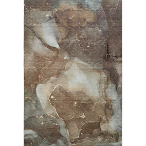 HomeRoots 8' X 10' Modern Brown Ivory Gray Abstract Washable Area Rug - Stain Resistant & UV Protected! 647360