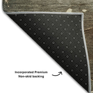 HomeRoots 9' X 12' Abstract Brown Ivory Gray Washable Area Rug with UV Protection for Busy Homes & Style 647361