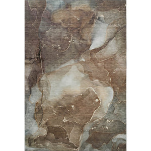 HomeRoots 9' X 12' Abstract Brown Ivory Gray Washable Area Rug with UV Protection for Busy Homes & Style 647361
