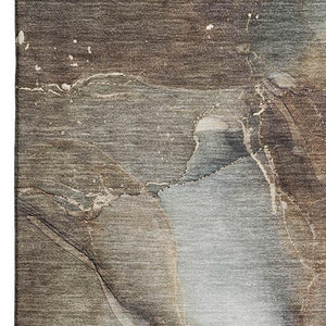 HomeRoots 10' Modern Abstract Washable Area Rug in Brown, Ivory & Gray - UV Protected, Stain-Resistant Design 647362