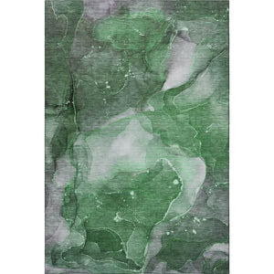 HomeRoots 8' X 10' Contemporary Emerald Ivory Gray Abstract Washable Area Rug with UV Protection & Durability 647366
