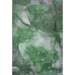 HomeRoots 9' X 12' Abstract Emerald Ivory Gray Washable Area Rug – UV Protected for High-Traffic Homes 647367
