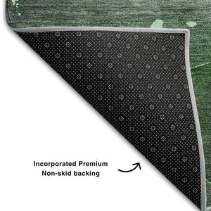 HomeRoots 9' X 12' Abstract Emerald Ivory Gray Washable Area Rug – UV Protected for High-Traffic Homes 647367