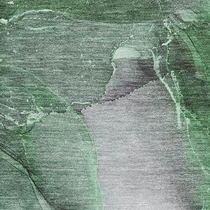 HomeRoots 9' X 12' Abstract Emerald Ivory Gray Washable Area Rug – UV Protected for High-Traffic Homes 647367