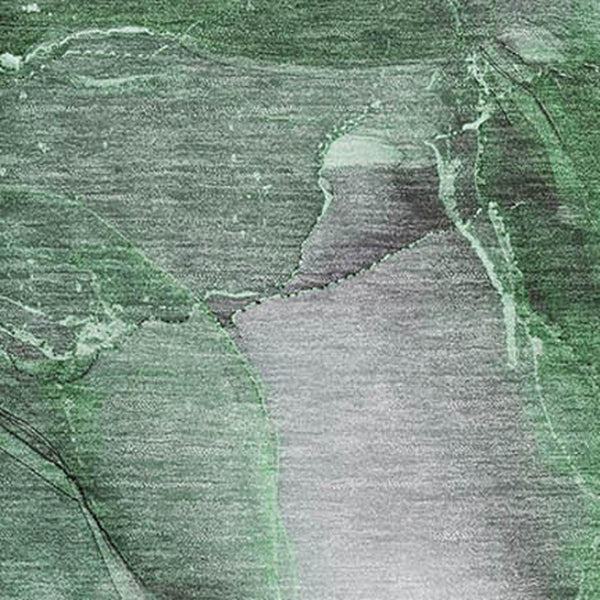 HomeRoots 9' X 12' Abstract Emerald Ivory Gray Washable Area Rug – UV Protected for High-Traffic Homes 647367