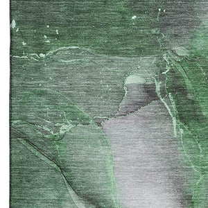 HomeRoots 9' X 12' Abstract Emerald Ivory Gray Washable Area Rug – UV Protected for High-Traffic Homes 647367