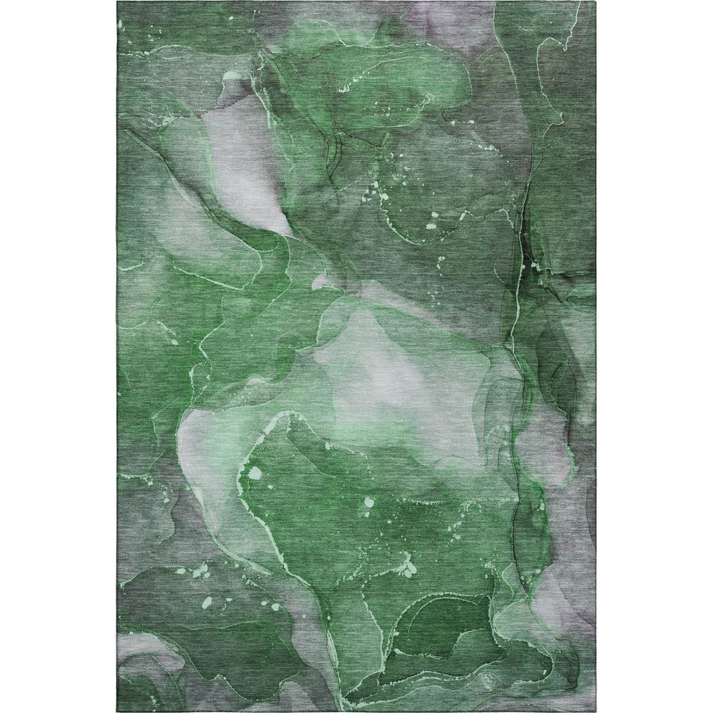 HomeRoots 10' X 14' Washable Emerald Ivory Gray Abstract Area Rug – Durable, UV-Protected & Family-Friendly! 647368