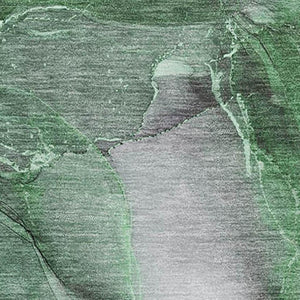 HomeRoots 10' X 14' Washable Emerald Ivory Gray Abstract Area Rug – Durable, UV-Protected & Family-Friendly! 647368