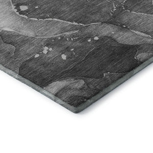HomeRoots 8' Gray And Ivory Abstract Round Rug – Washable, UV Protected, Durable, Perfect for Modern Spaces! 647371
