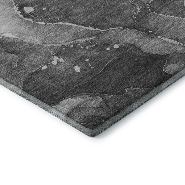 HomeRoots 8' Gray And Ivory Abstract Round Rug – Washable, UV Protected, Durable, Perfect for Modern Spaces! 647371