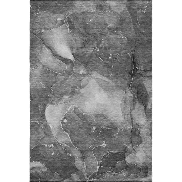 HomeRoots 8' X 10' Gray and Ivory Abstract Washable Area Rug – UV Protected, Stain Resistant, Machine-Washable! 647372