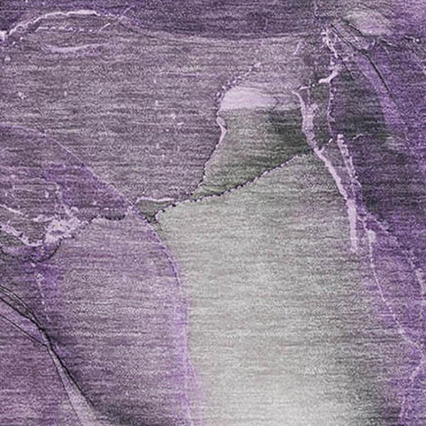 HomeRoots 5' X 8' Modern Purple Ivory Gray Abstract Washable Area Rug - Stain Resistant & UV Protected Design 647376