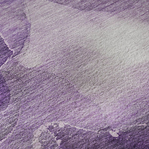 HomeRoots 8' Stylish Purple Ivory and Gray Abstract Washable Round Rug - UV Protected for High-Traffic Areas 647377