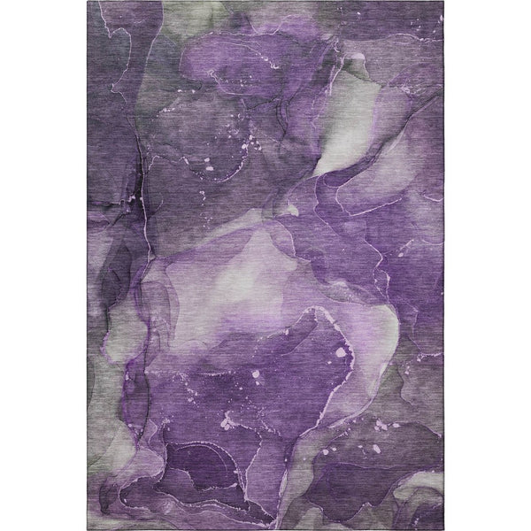 HomeRoots 8' X 10' Washable Purple Ivory Gray Abstract Area Rug with UV Protection for High-Traffic Spaces 647378
