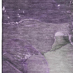 HomeRoots 9' X 12' Abstract Area Rug in Purple, Ivory & Gray - Washable, UV-Protected, Modern Design for Homes 647379
