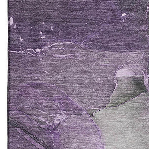 HomeRoots 10' X 14' Purple Ivory Gray Abstract Washable Area Rug - UV Protected, Stain Resistant & Durable Design 647380