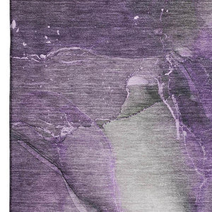 HomeRoots 10' X 14' Purple Ivory Gray Abstract Washable Area Rug - UV Protected, Stain Resistant & Durable Design 647380