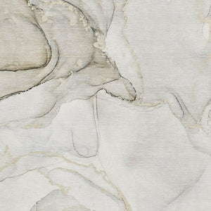HomeRoots 8' X 10' Beige and Ivory Abstract Area Rug - Washable, Stain Resistant, UV Protected for High Traffic Areas 647390