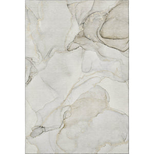 HomeRoots 9' X 12' Washable Beige & Ivory Abstract Area Rug with UV Protection - Perfect for Modern Homes! 647391