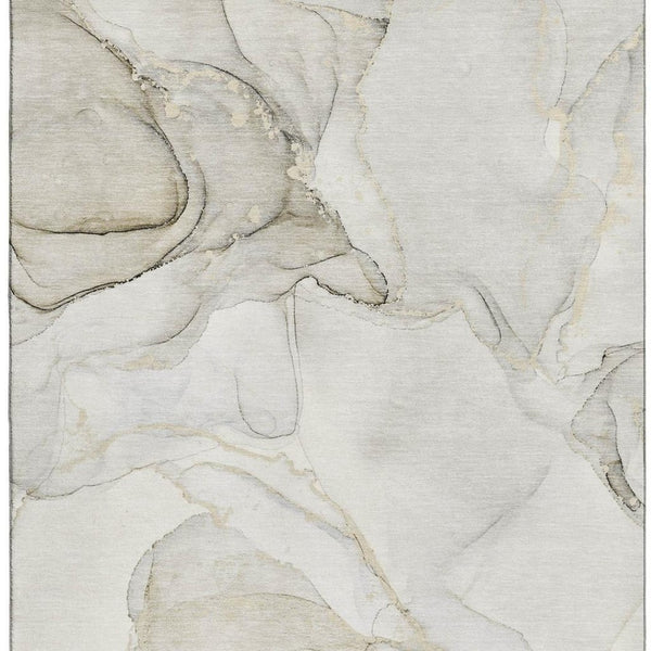 HomeRoots 10' X 14' Beige and Ivory Abstract Area Rug - Soft, Durable, Stain-Resistant with UV Protection for All Spaces 647392