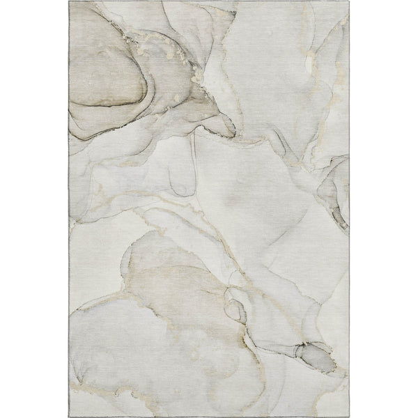 HomeRoots 10' X 14' Beige and Ivory Abstract Area Rug - Soft, Durable, Stain-Resistant with UV Protection for All Spaces 647392