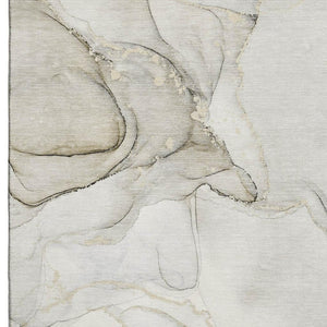 HomeRoots 10' X 14' Beige and Ivory Abstract Area Rug - Soft, Durable, Stain-Resistant with UV Protection for All Spaces 647392