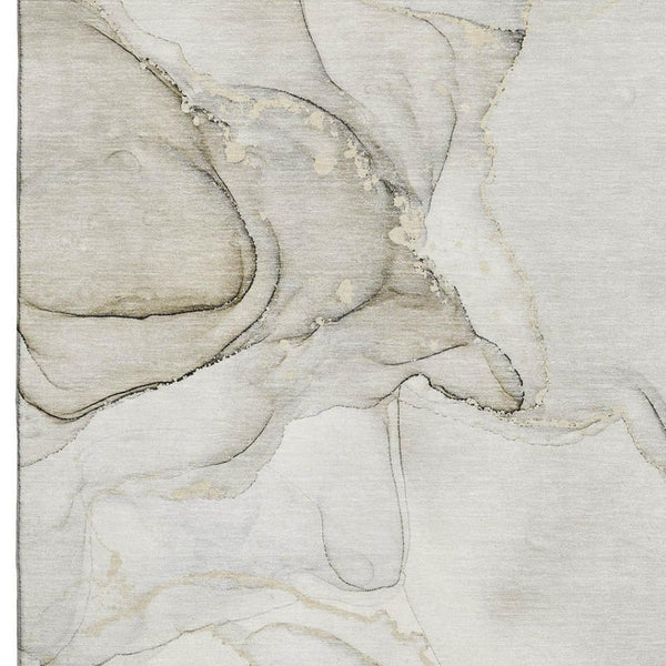 HomeRoots 10' X 14' Beige and Ivory Abstract Area Rug - Soft, Durable, Stain-Resistant with UV Protection for All Spaces 647392