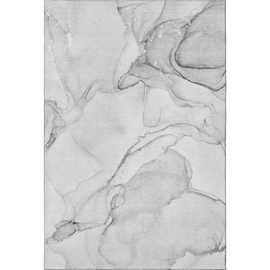 HomeRoots 8' X 10' Stylish Silver and Gray Abstract Area Rug – Washable, Stain-Resistant, UV Protected Design 647396