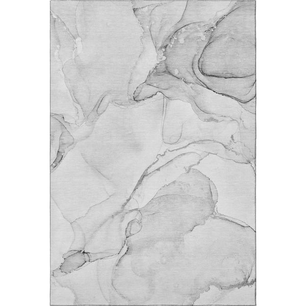 HomeRoots 8' X 10' Stylish Silver and Gray Abstract Area Rug – Washable, Stain-Resistant, UV Protected Design 647396