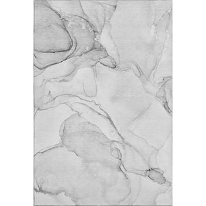 HomeRoots 9' X 12' Silver and Gray Abstract Area Rug - Washable, UV Protected, Durable, Modern Style for Homes 647397