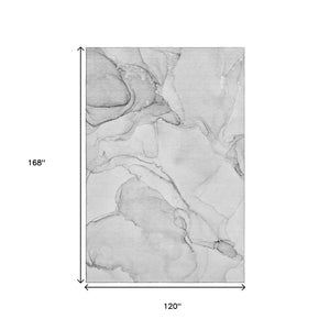 HomeRoots 10' X 14' Washable Silver and Gray Abstract Area Rug with UV Protection for Modern Living Spaces 647398