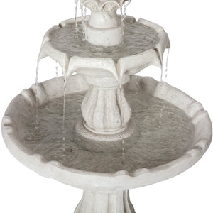 English Elm 37.4"h Two-tier Polyresin Pedestal Fountain Cascading Stone-look Patio Garden Feature N765P355059W