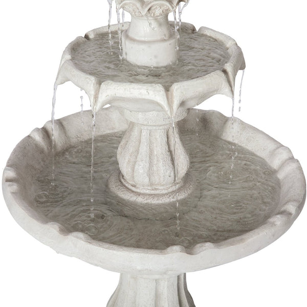 English Elm 37.4"h Two-tier Polyresin Pedestal Fountain Cascading Stone-look Patio Garden Feature N765P355059W