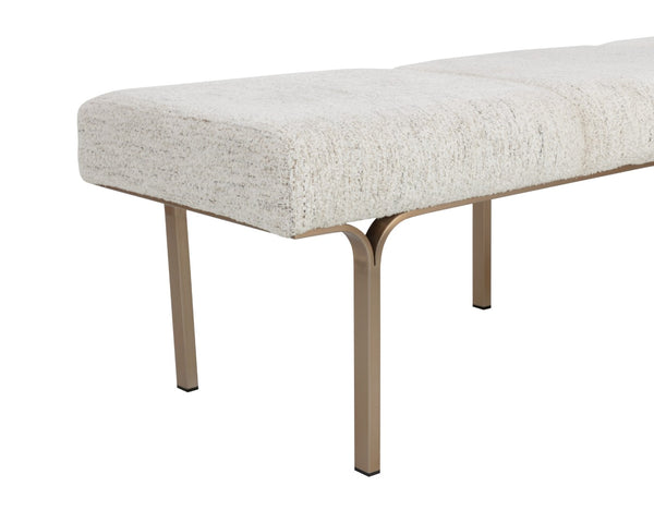 Sunpan NUVELLA Upholstered Bench - Hailey Moon Fabric with Slim Metal Frame for Modern Minimalist Spaces 112574