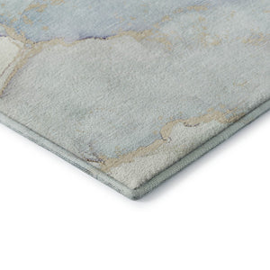 HomeRoots 5' X 8' Sky Blue & Ivory Abstract Washable Area Rug - Stain Resistant, UV Protected & Stylish Design 647400