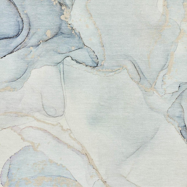 HomeRoots 8' X 10' Sky Blue & Ivory Abstract Washable Rug - UV Protection, Stain Resistant, Perfect for Any Room 647402
